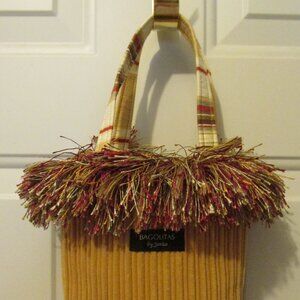 BAGOLITAS WOMEN'S HAND BAG GOLD RUST UPHOLSTERY SATCHEL SMALL SIZE PURSE FRINGED